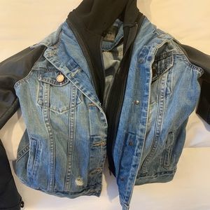 Blank NYC denim jacket with leather sleeves